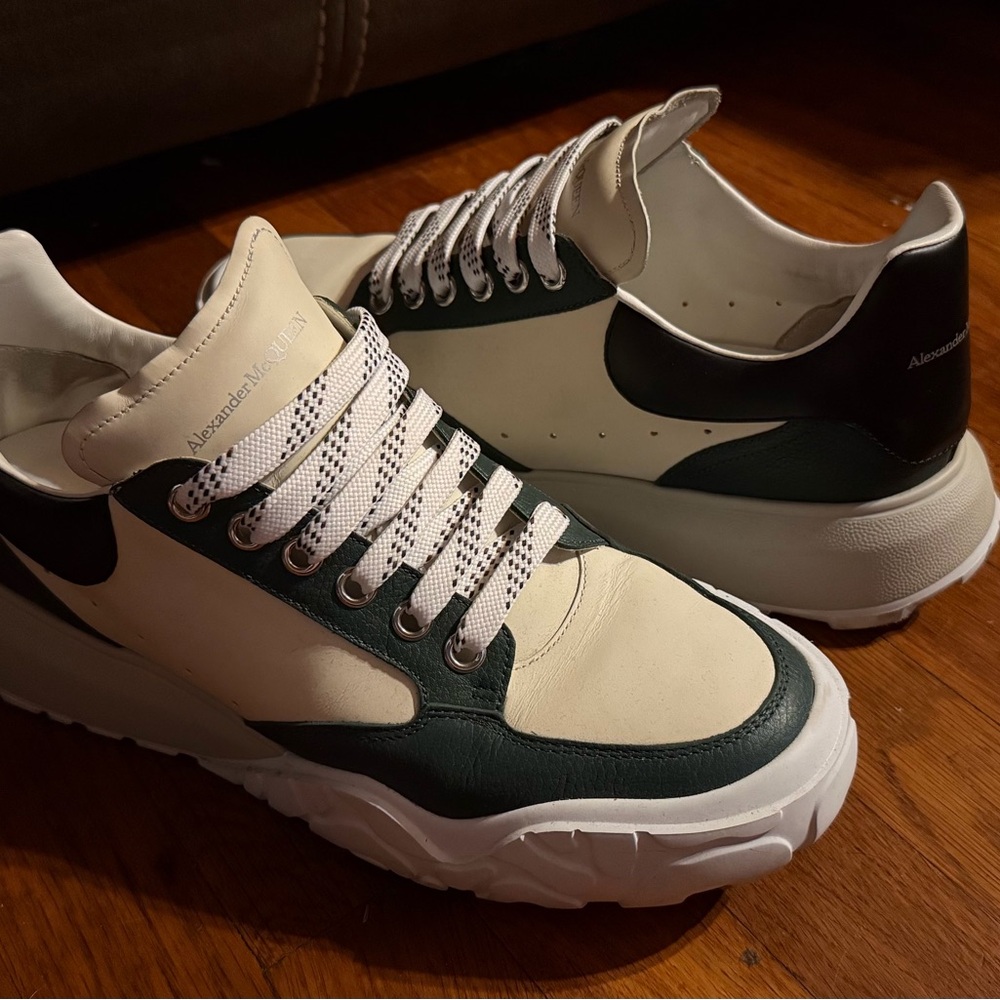 Alexander McQueen Men's Sneakers in Cream and Dark Green